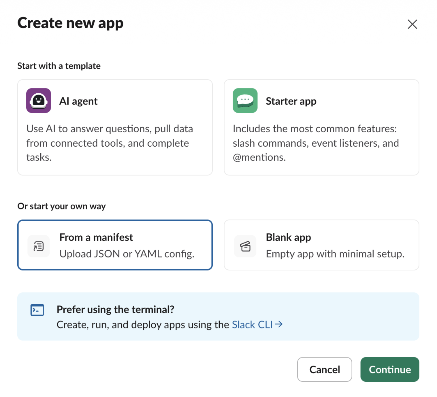 slack bot new app