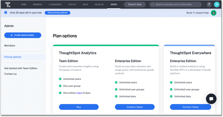 Free trial plan options