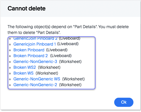 Delete a table with dependent objects warning