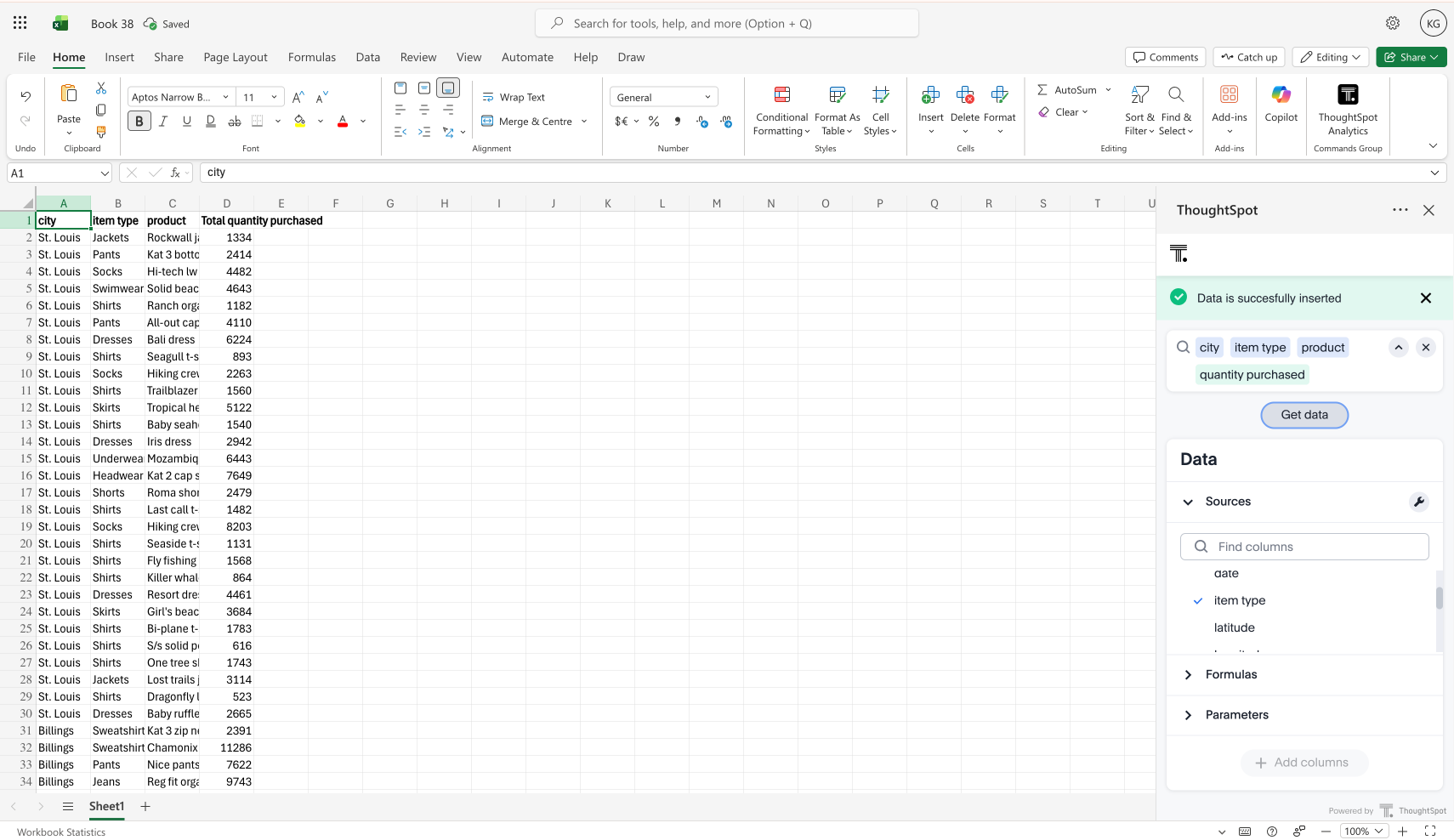 Click on Choose sources for selecting the relevant worksheet