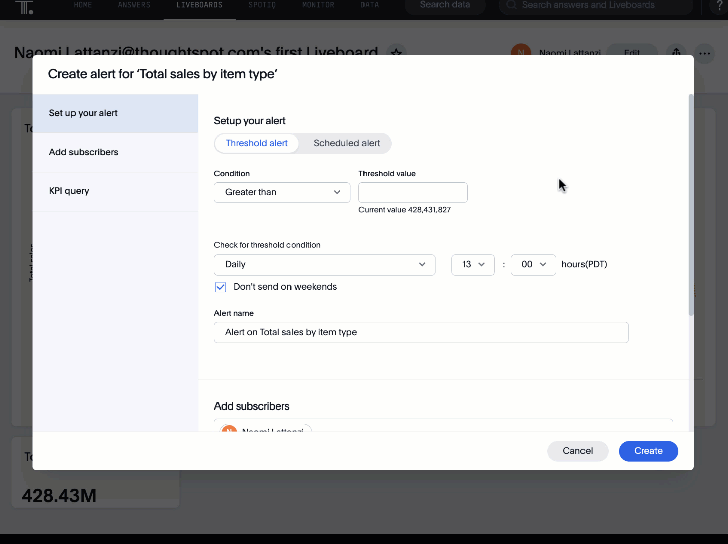 Threshold-based alerts