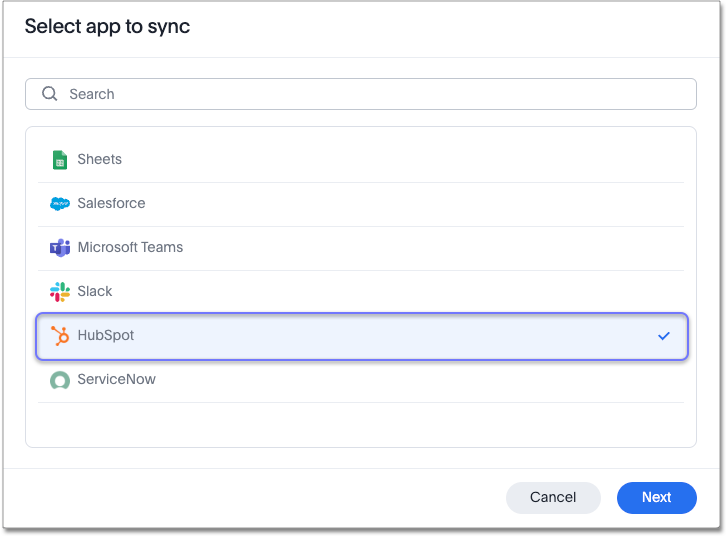 New ThoughtSpot Sync connection window