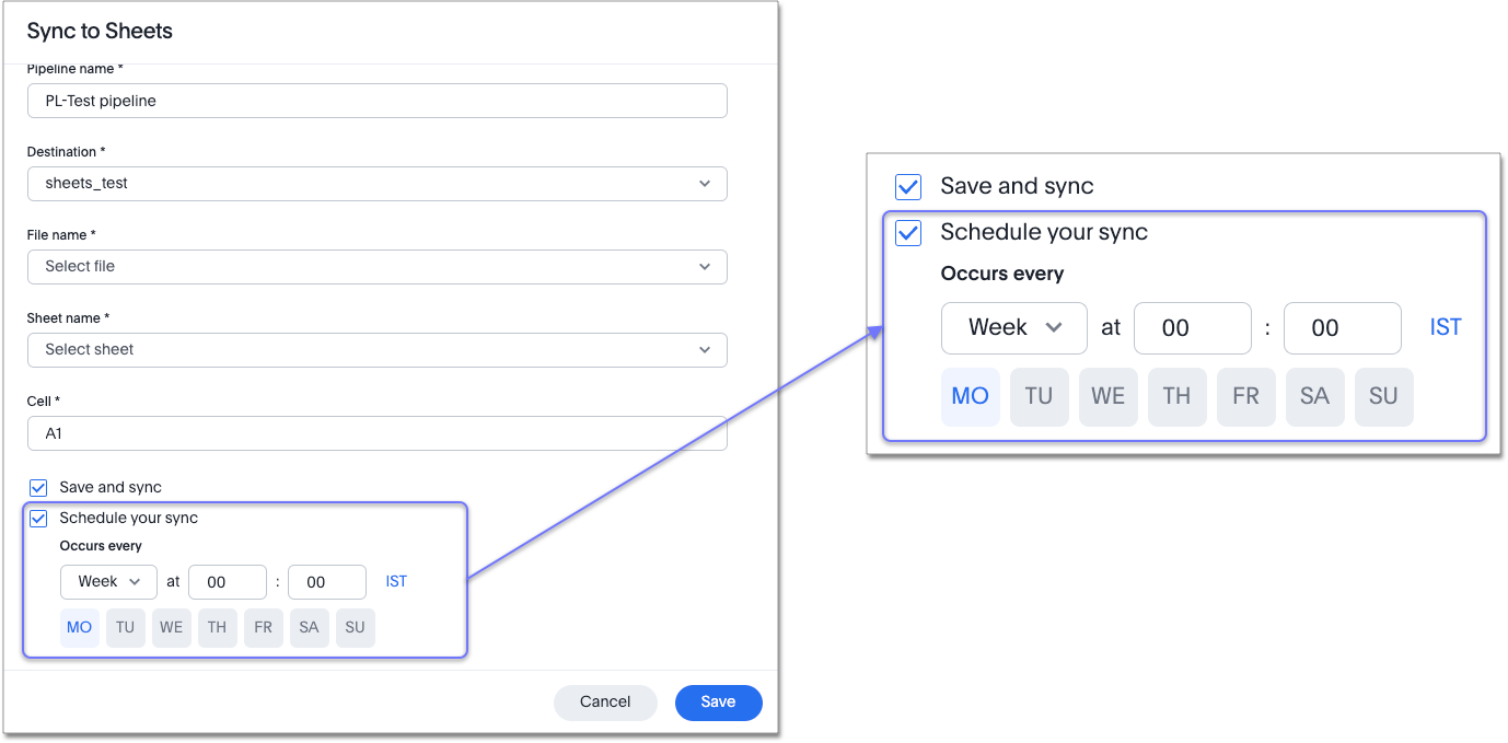 Schedule sync