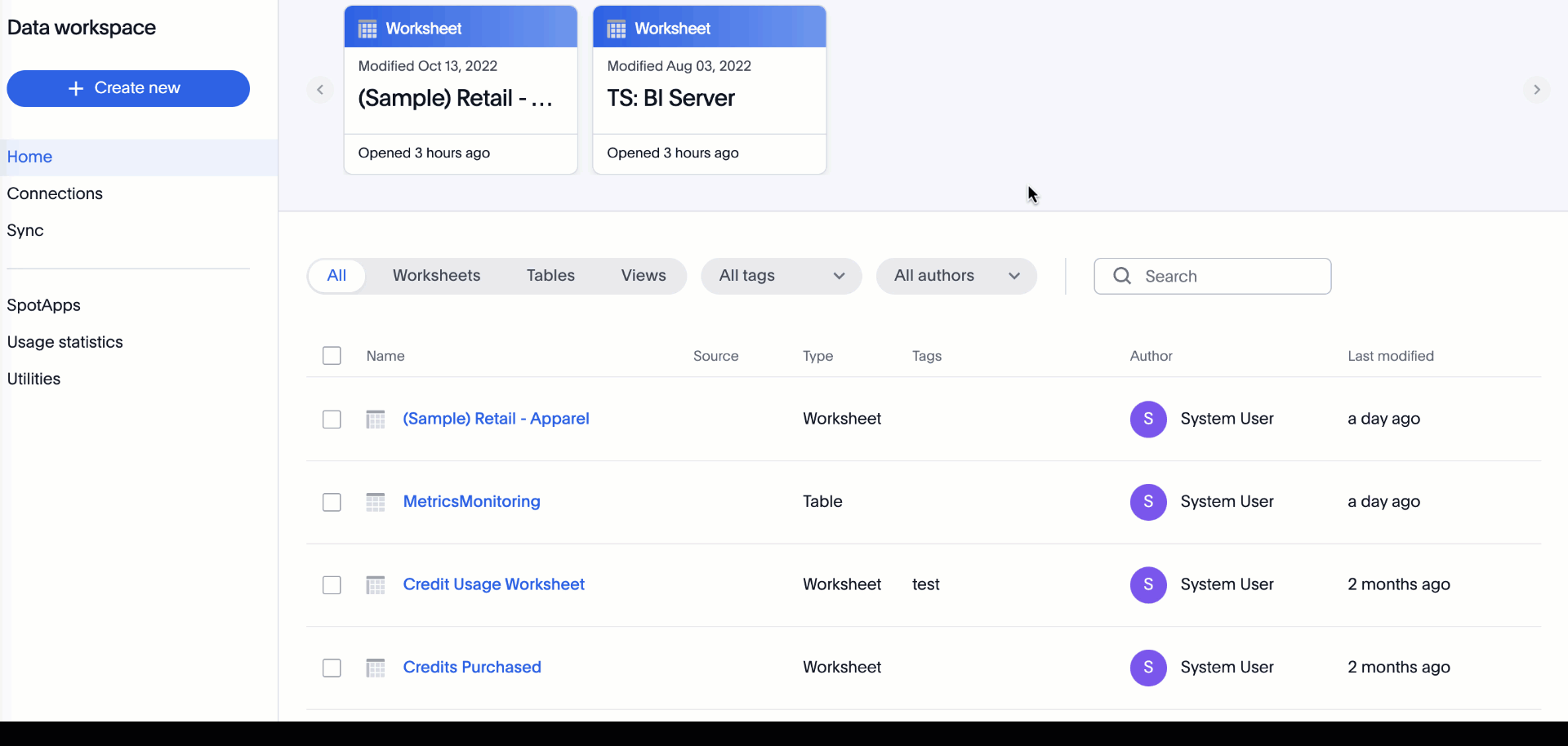 Data workspace tags gif