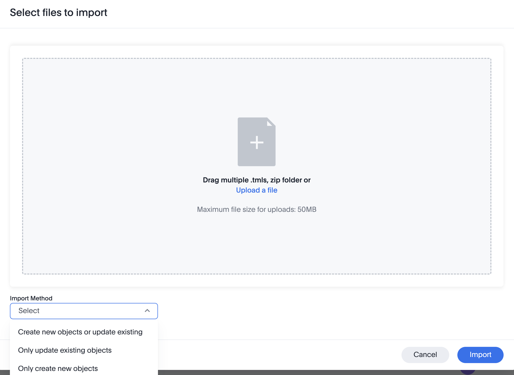 Import TML file
