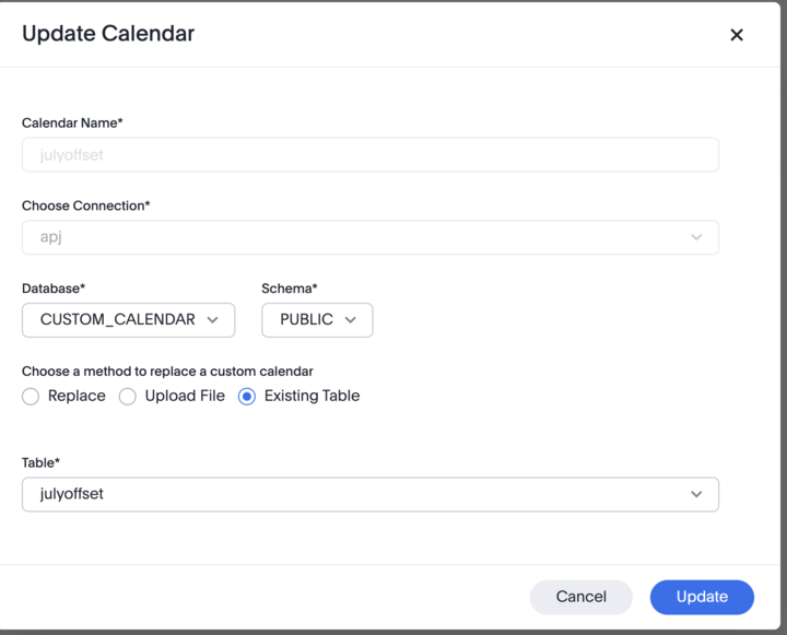Select Existing table