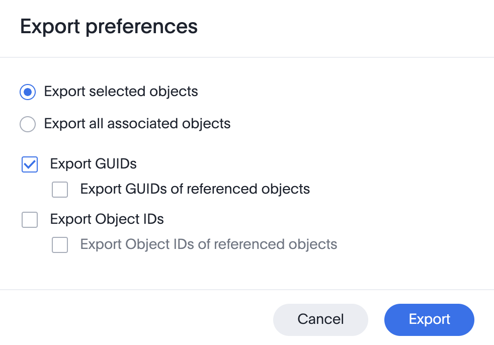 Export multiple objects