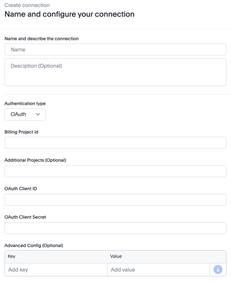 Enter connection details