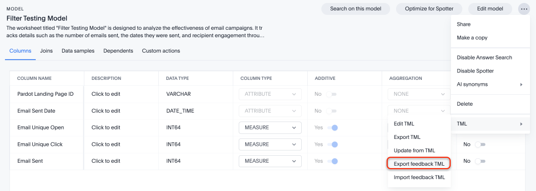 Export Spotter feedback