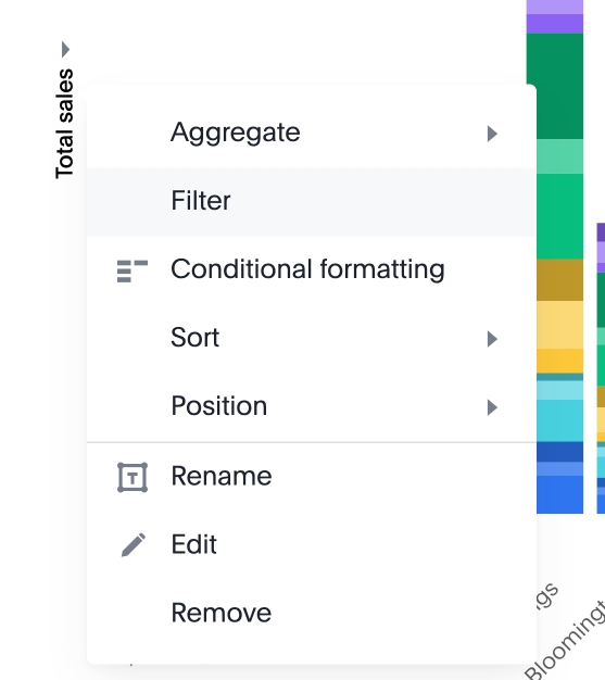 Add an aggregated filter from the axis label