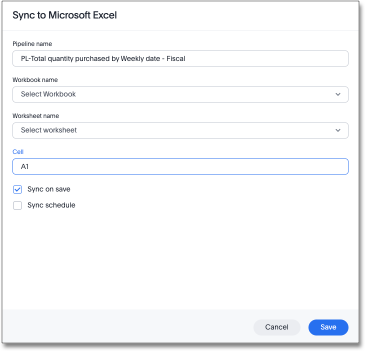 Sync to Microsoft Excel fields