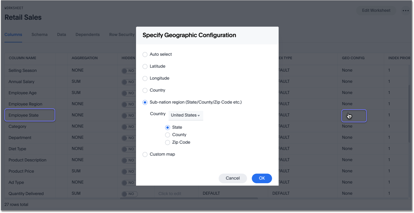 Configure geo data