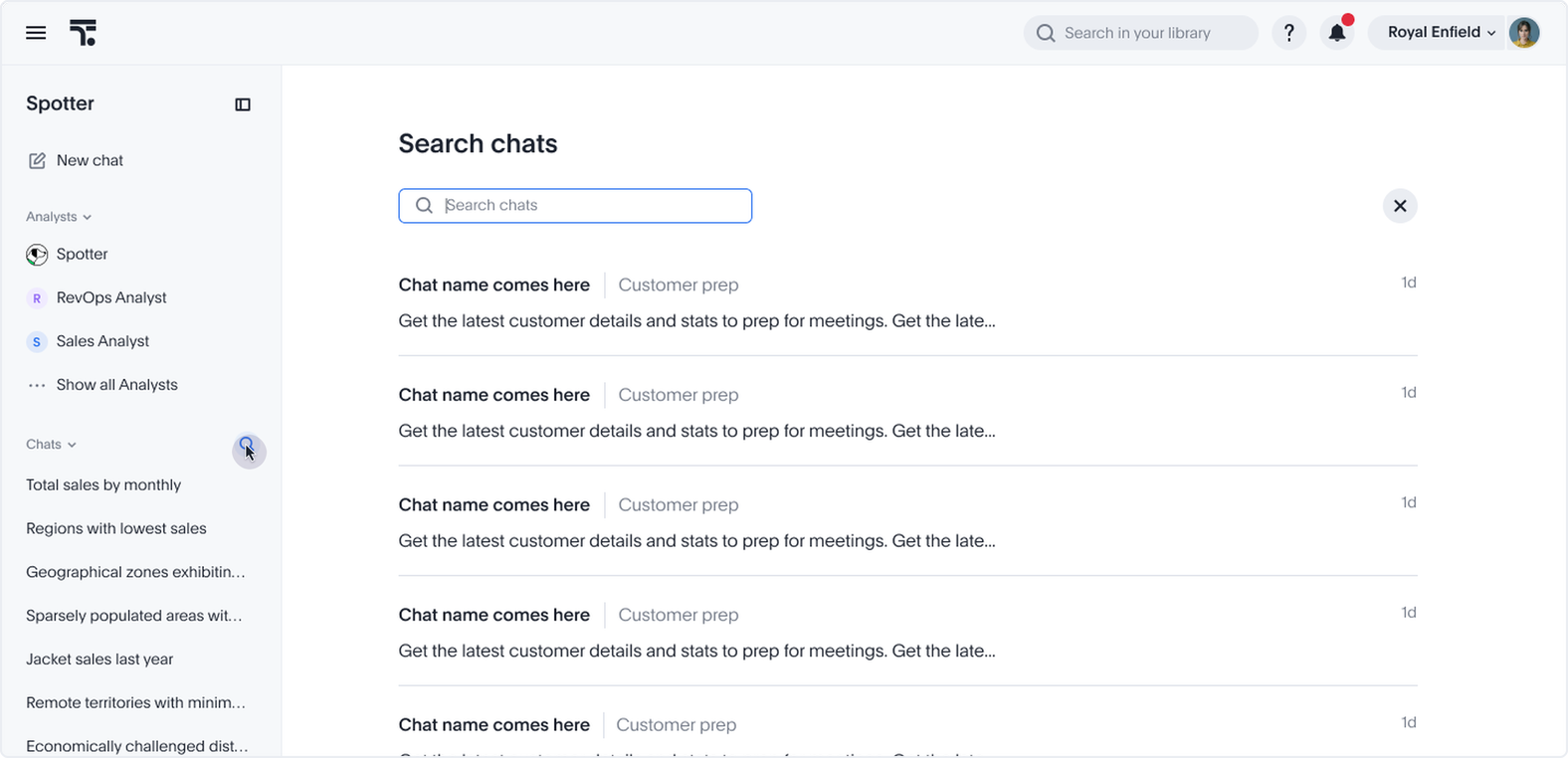 Search Spotter chats