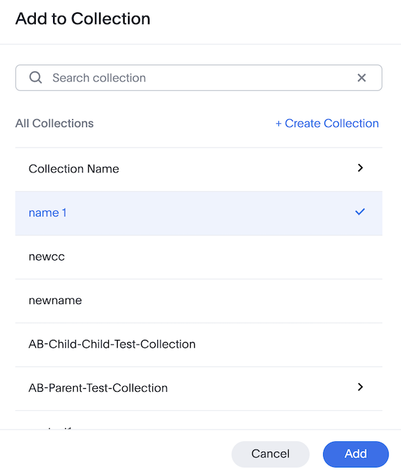 Add to a Collection from the object list page