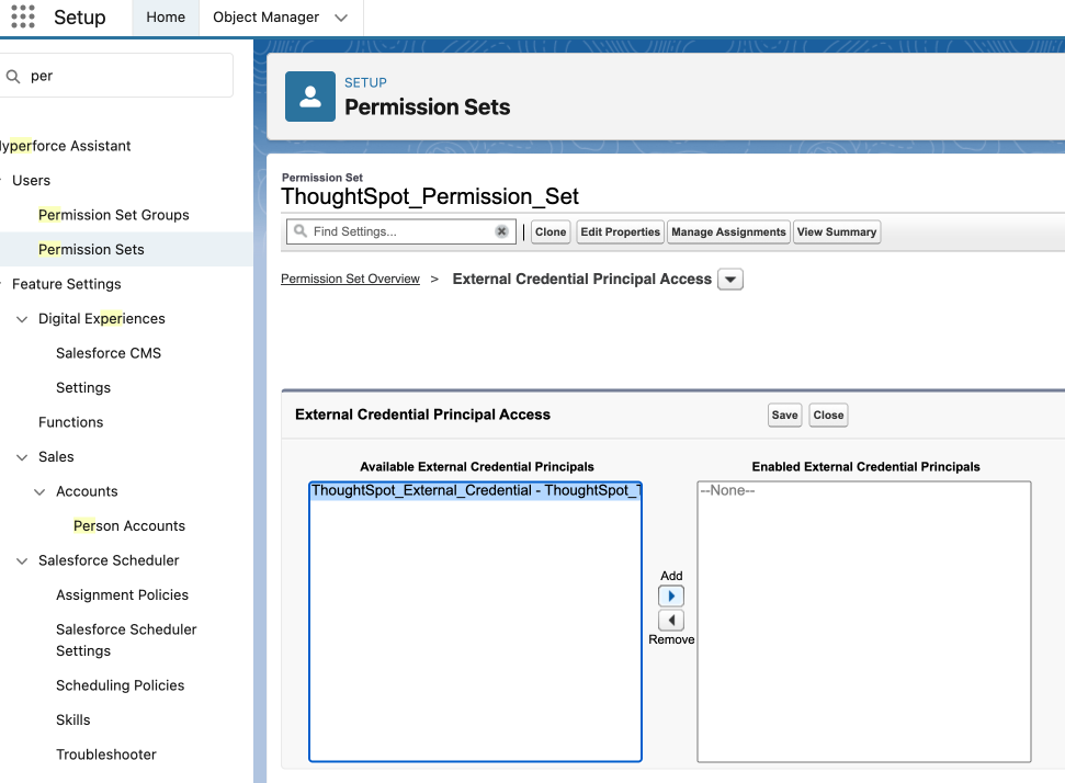 Available External Credential Principals
