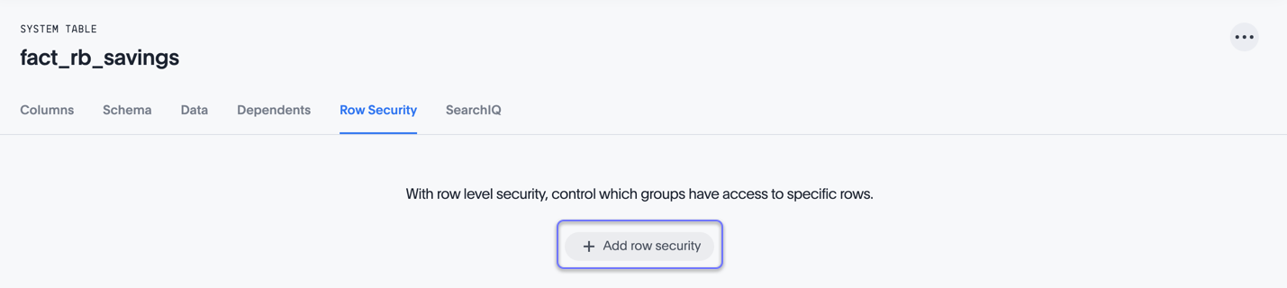 Click + add row security