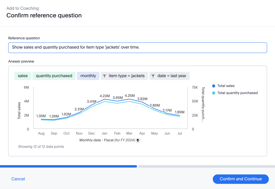 The Confirm reference question modal appears