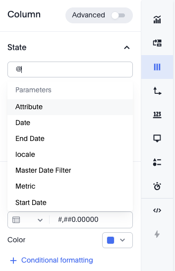 Chart parameters