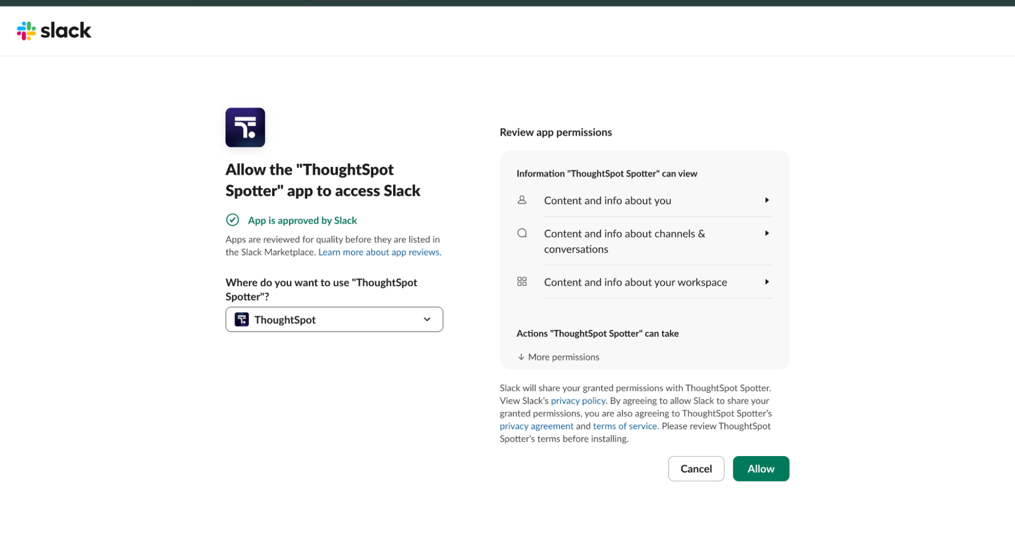 Allow the Slack app