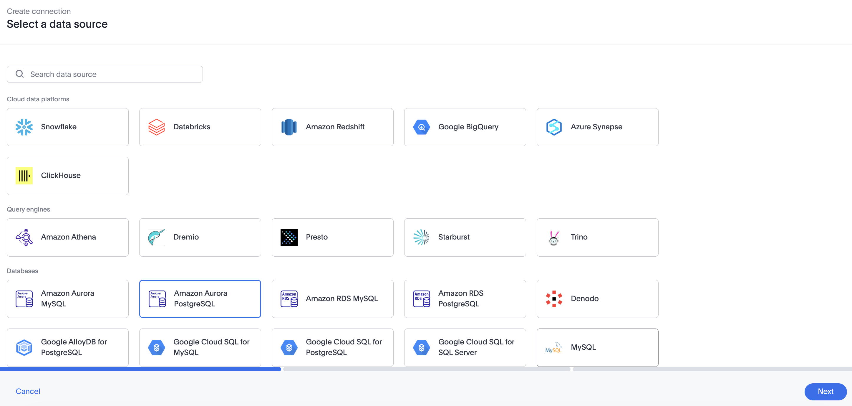Add a Amazon Aurora PostgreSQL connection]  q2w3tyuiop[