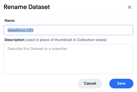 Rename your Dataset.
