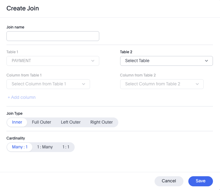 The create join page
