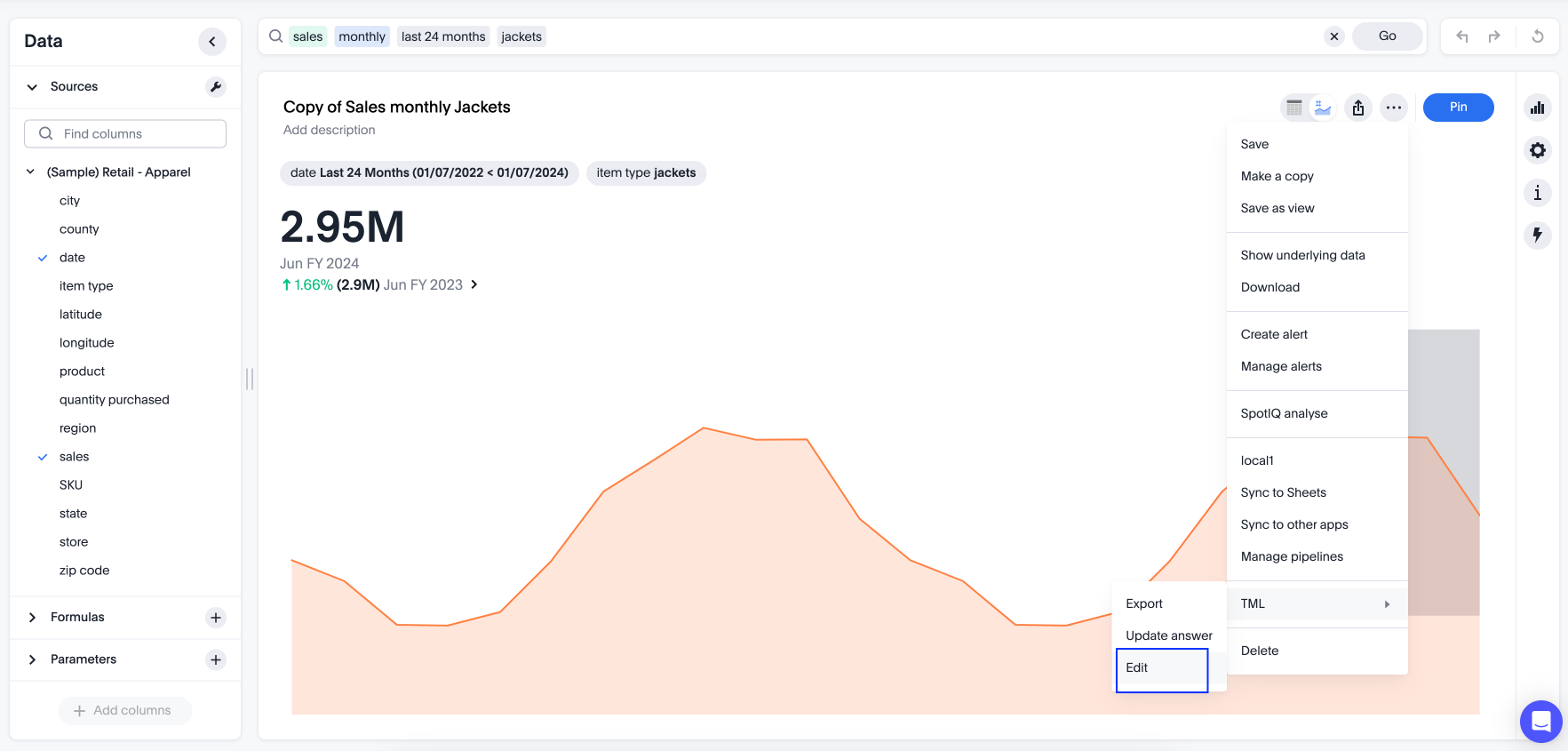 Edit TML - object list page