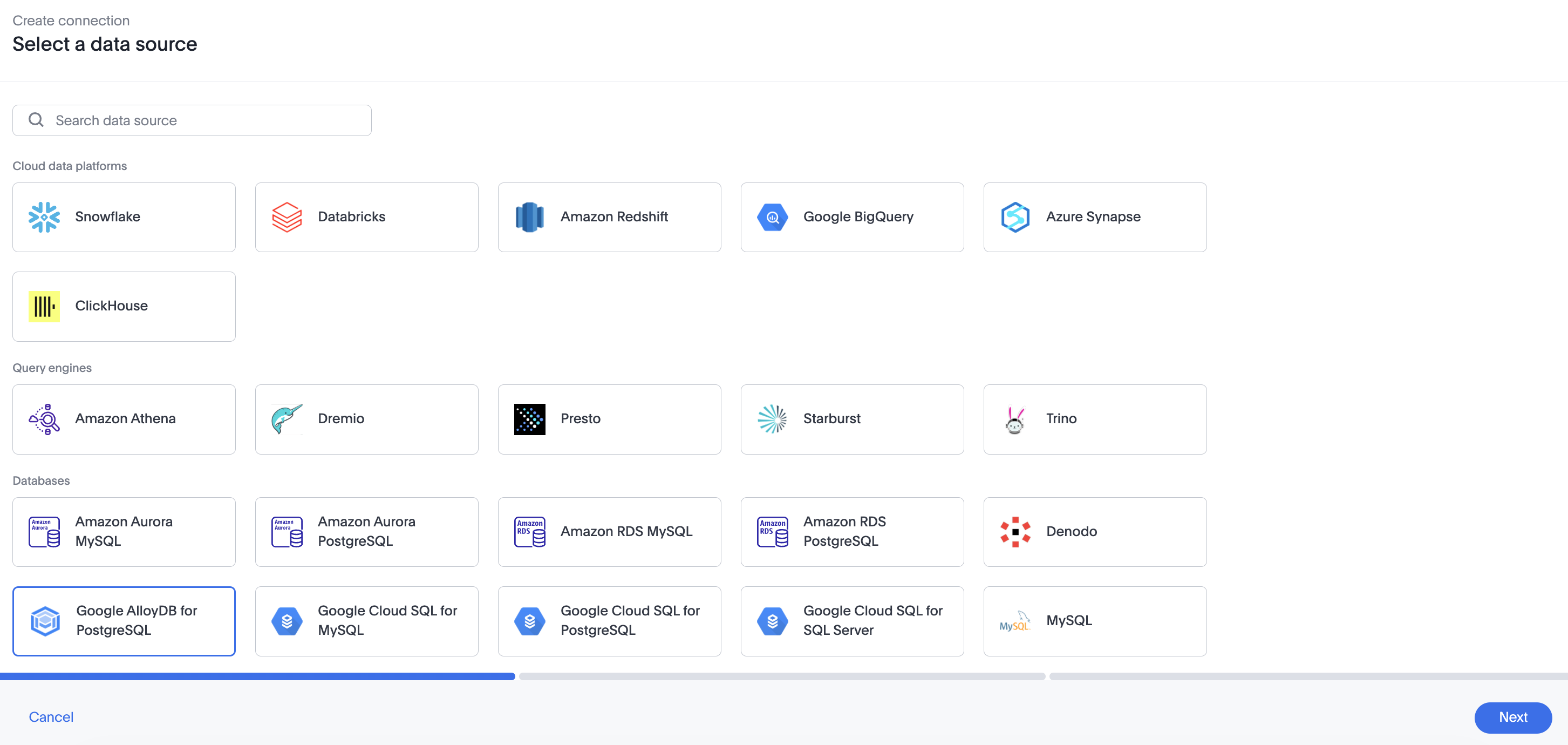 Add a Google AlloyDB for PostgreSQL connection