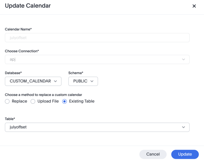 Select Existing table