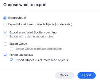 Choose what to export