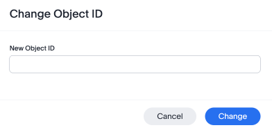A modal named Change Object ID