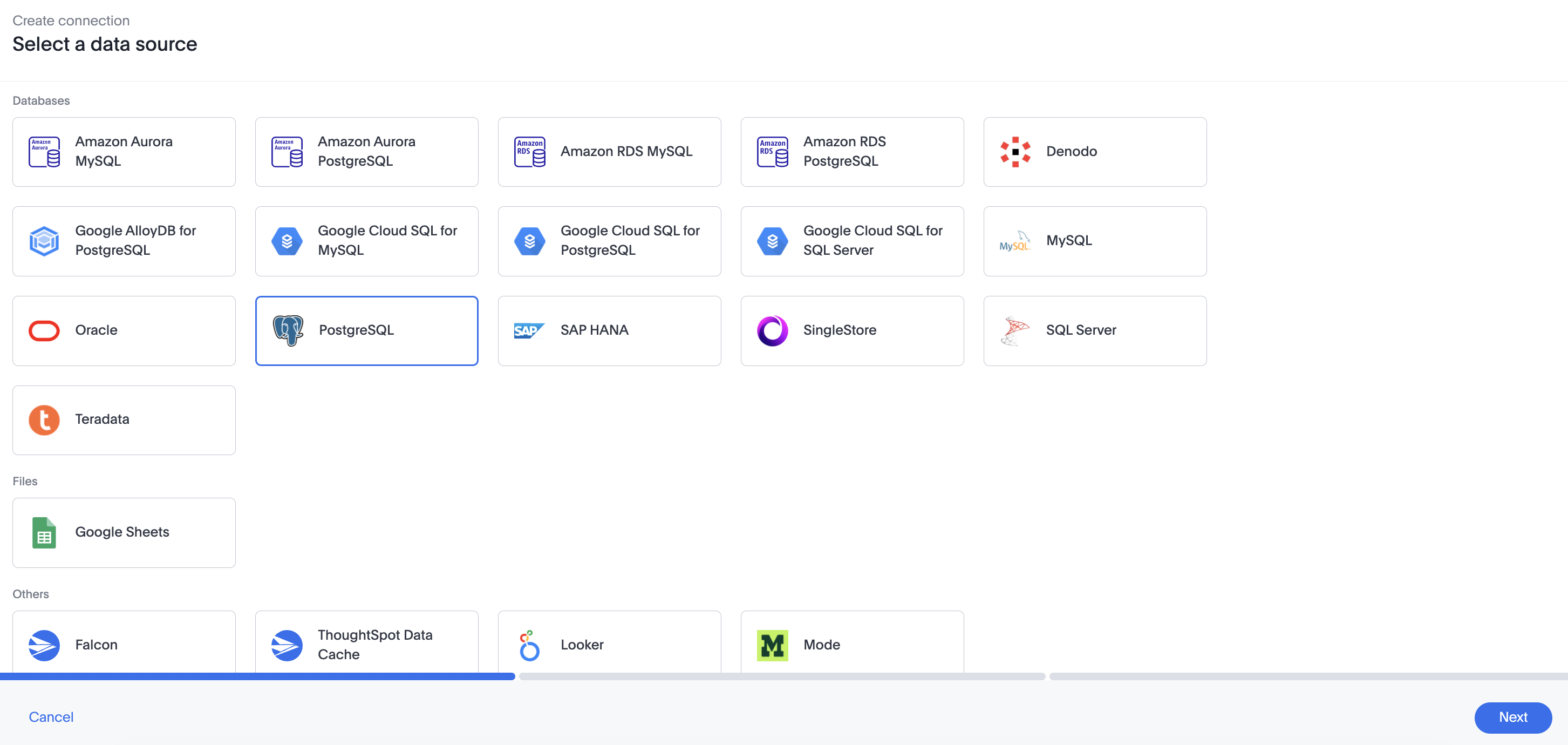 Add a PostgreSQL connection