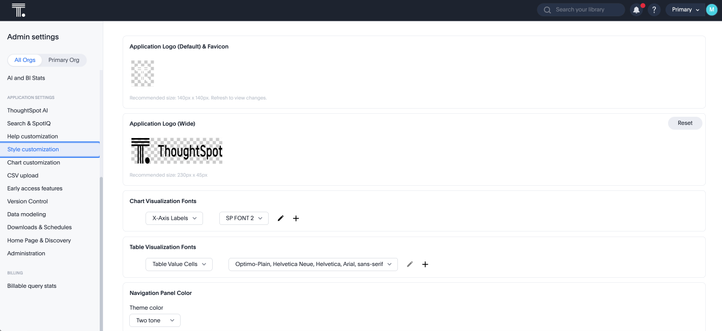 Admin Console - Style Customization
