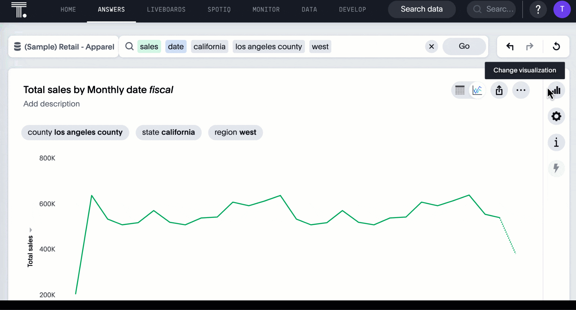 Gif of answer filters being rearranged