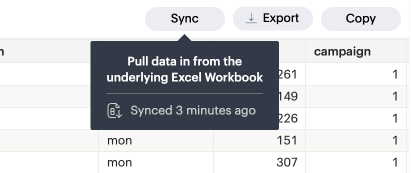 Sync to Excel.