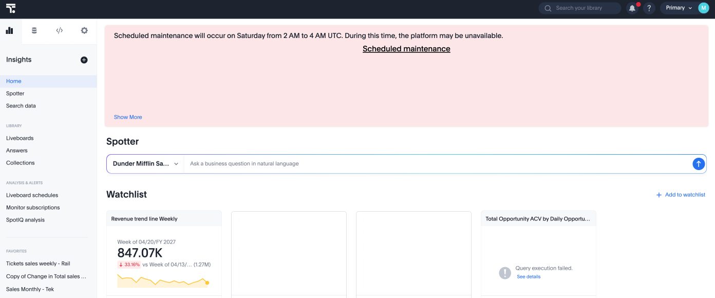 Home page note tile example