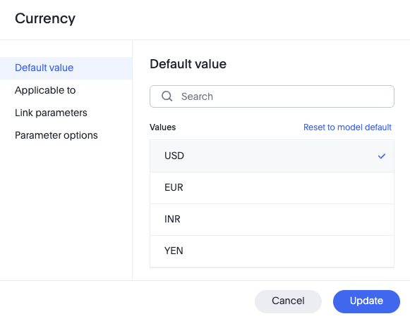 See the parameter link modal.