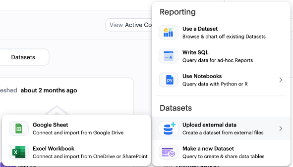 Select *Upload external data*.