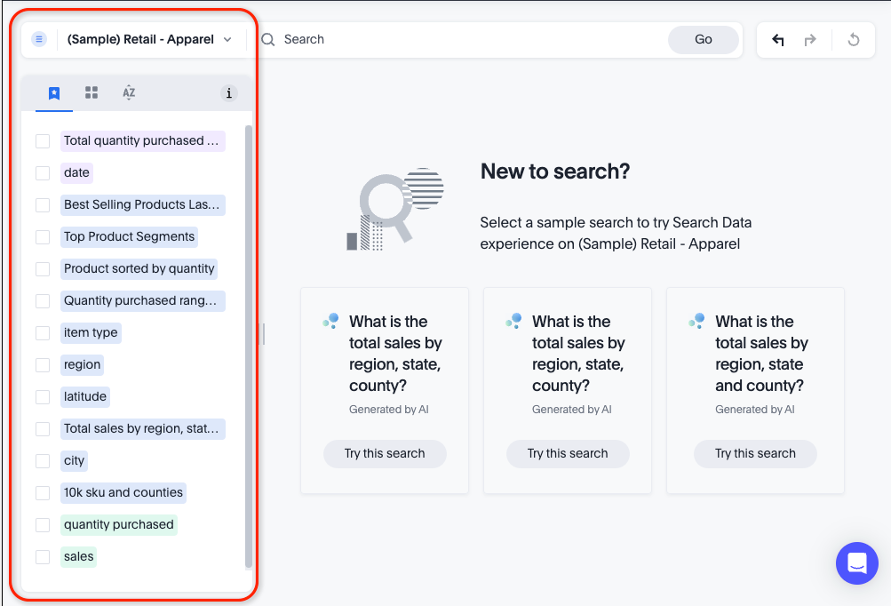 Search data page