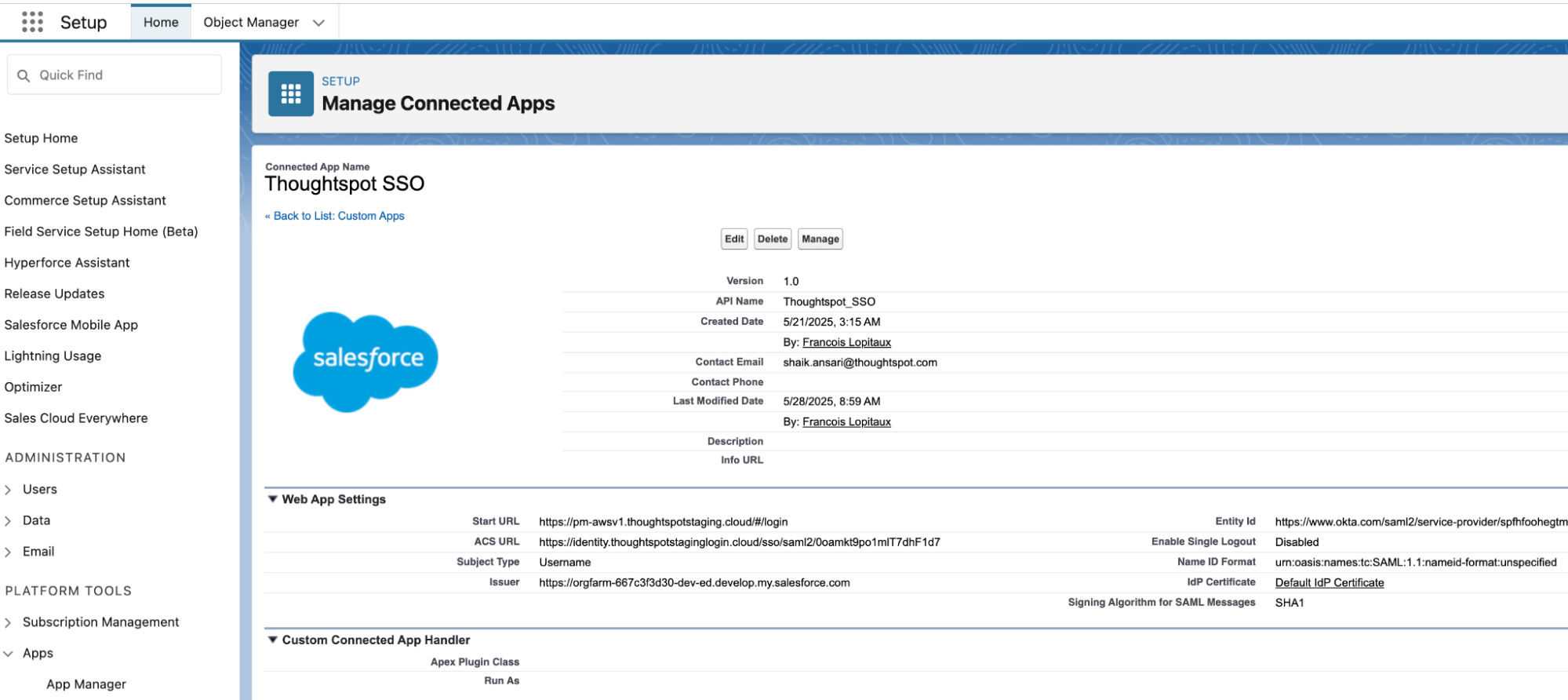 Click Manage