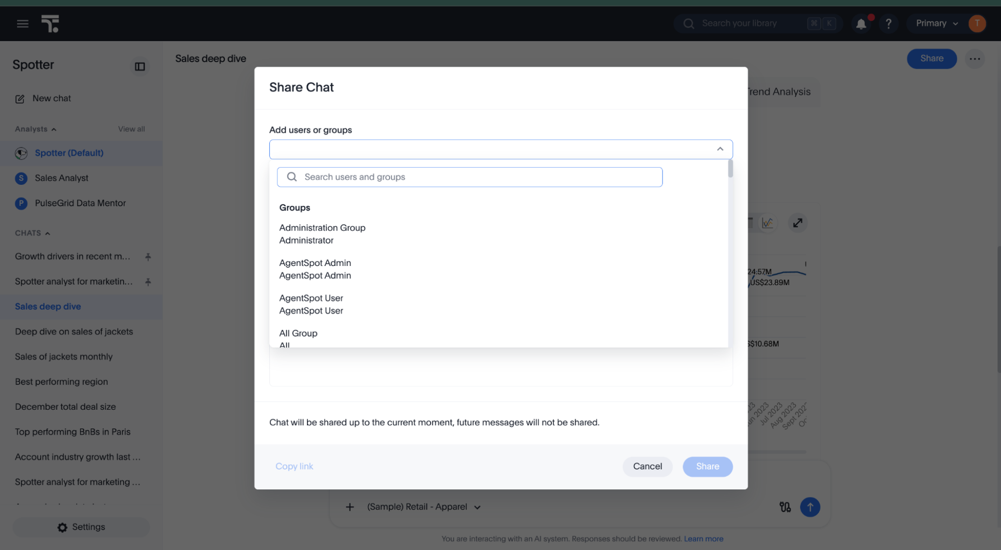 Share Chat dialog