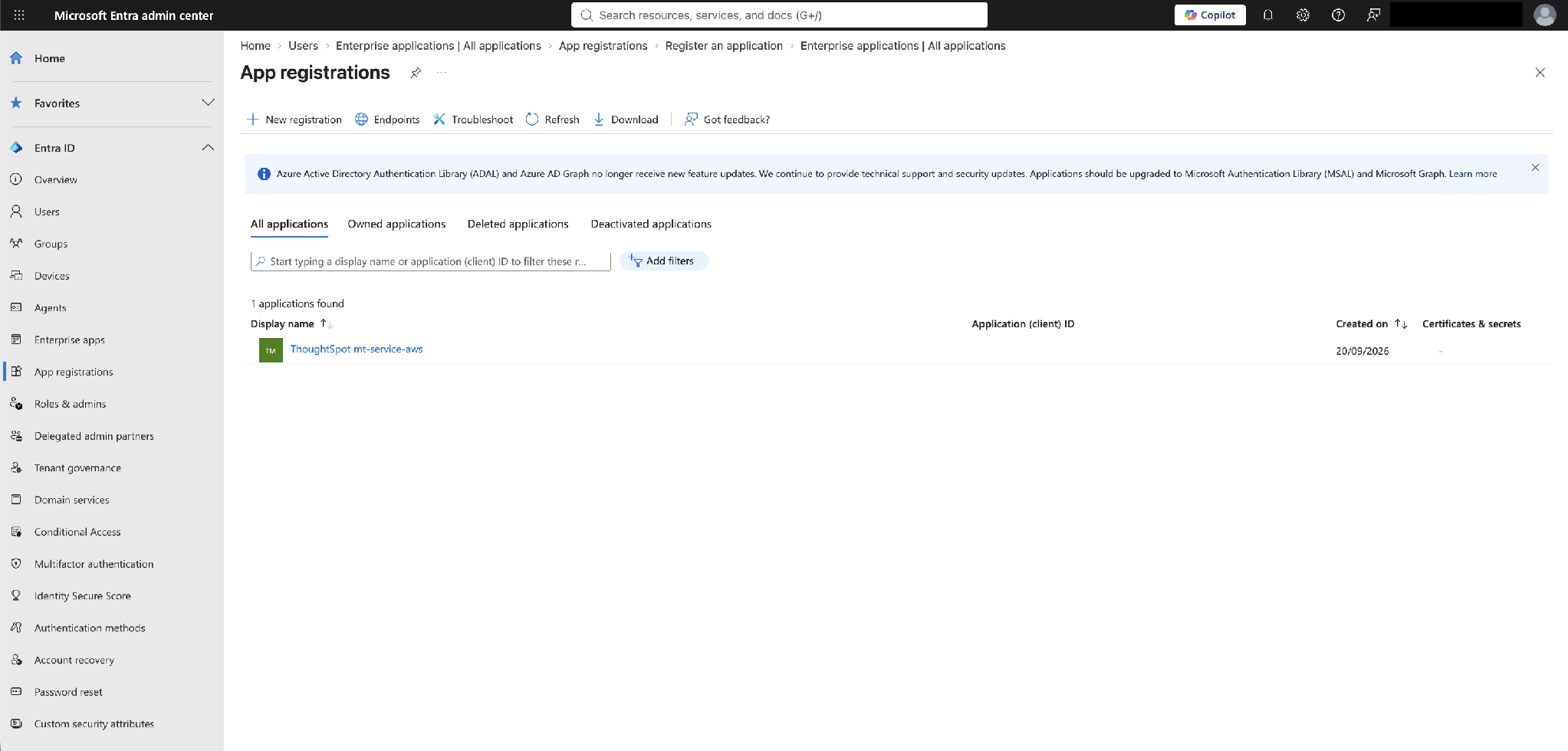 Entra admin center > App registrations > New registration