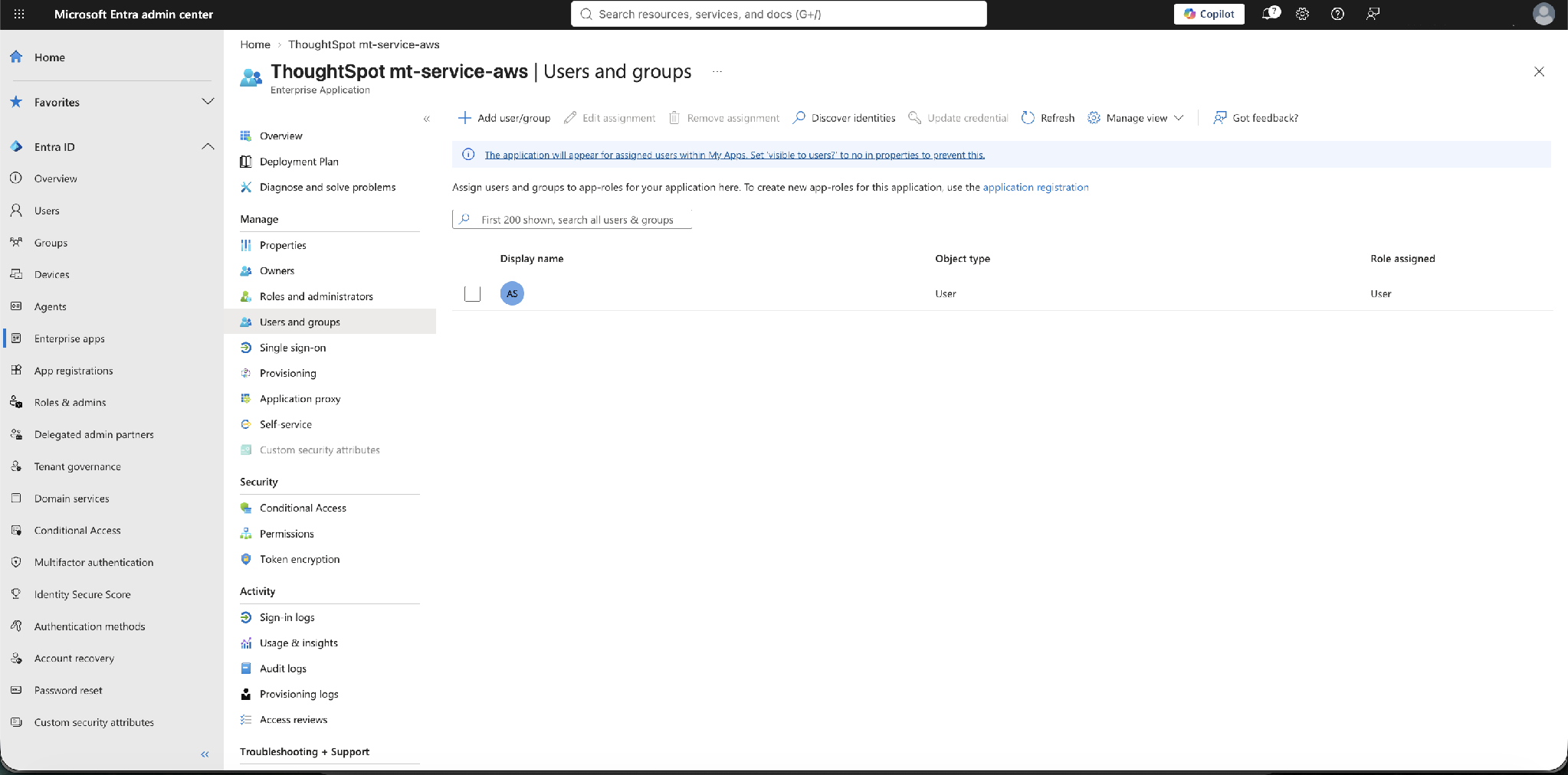 Users and groups – an assigned user