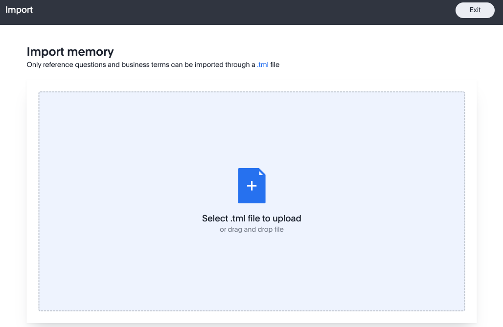Select .tml file to upload