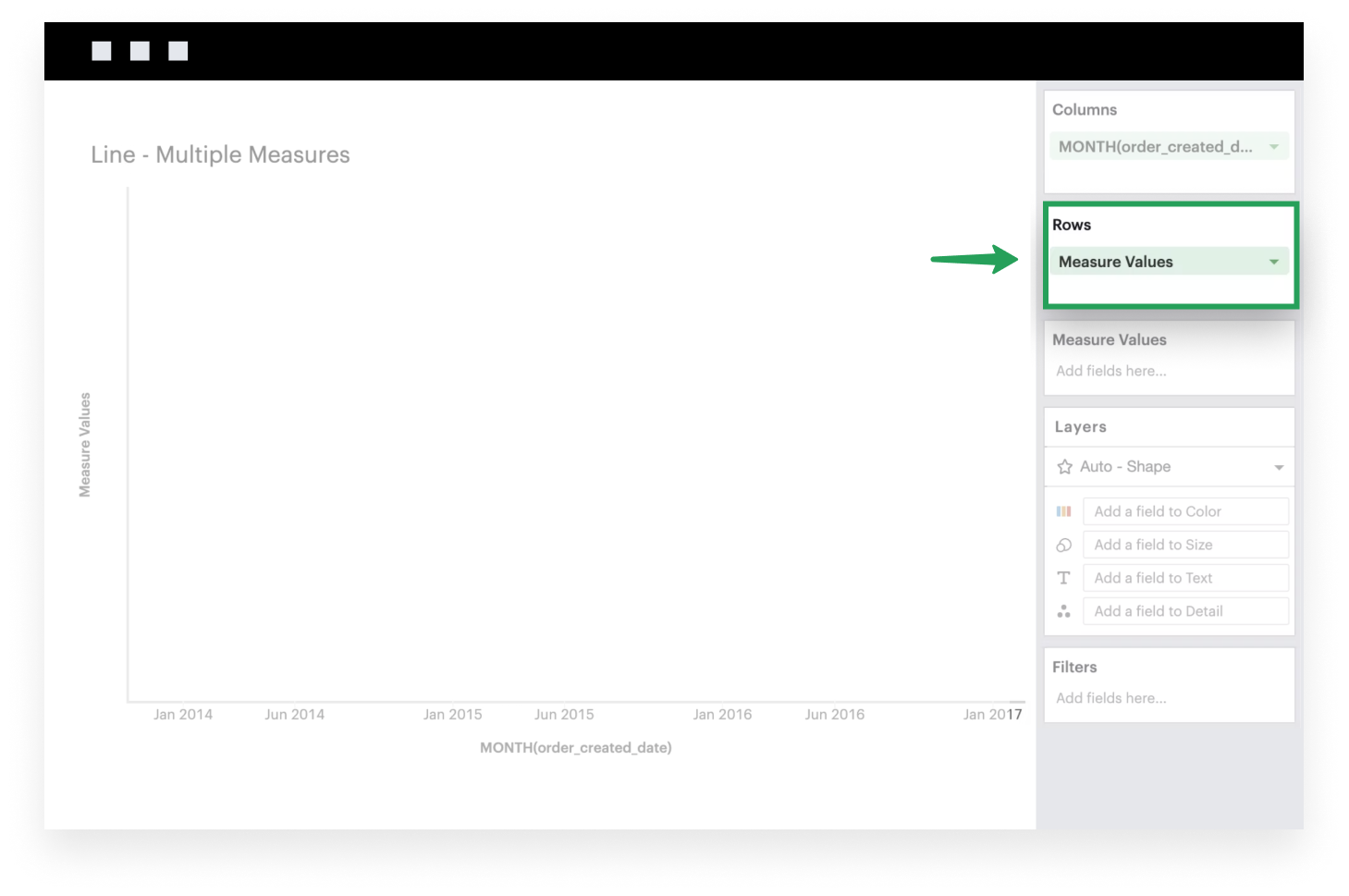 Add measure values to Rows