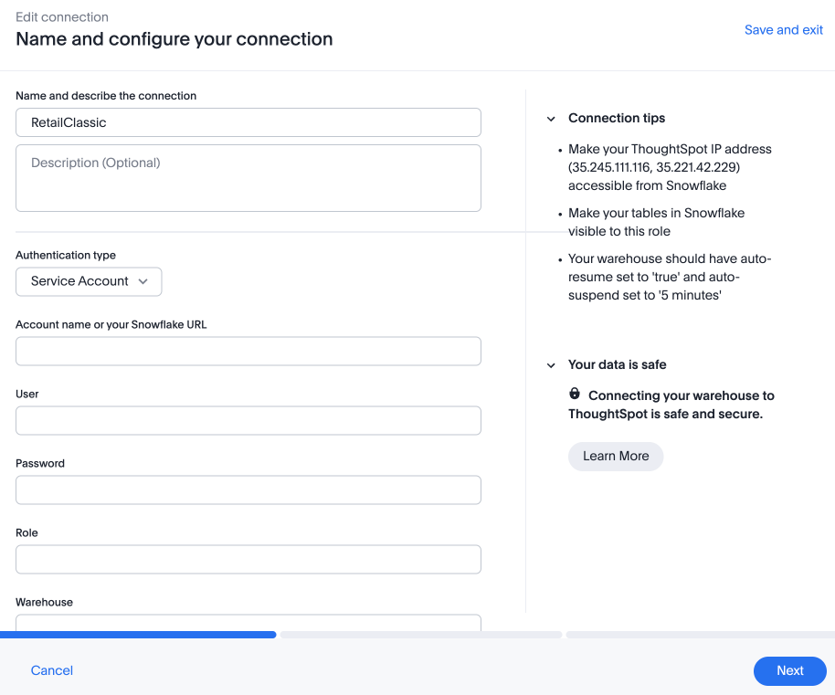 Snowflake connection details