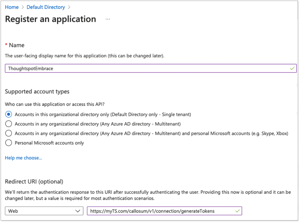 Register an application modal