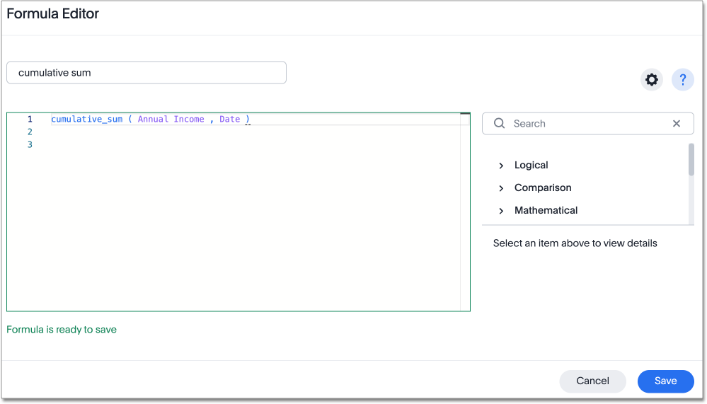 cumulative sum formula