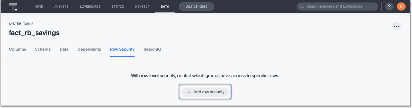 Click + add row security