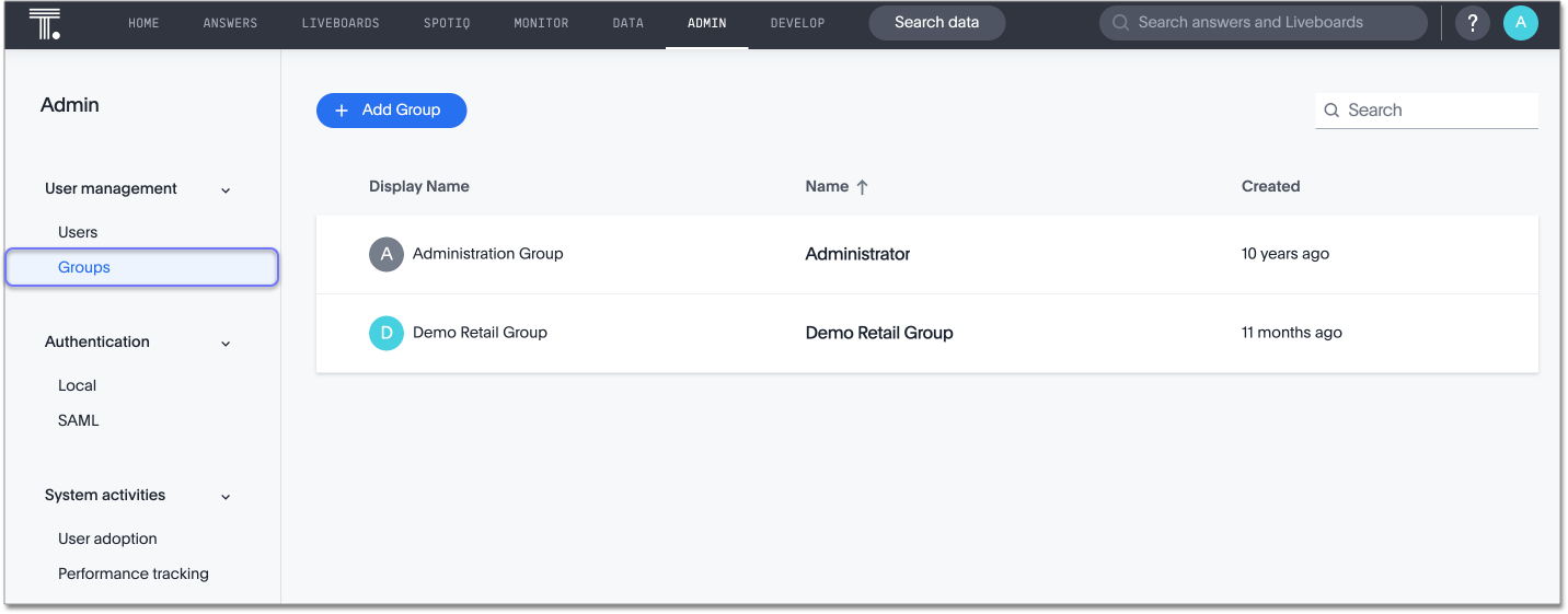 Admin Console - Groups